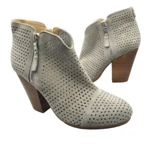 Rag &amp; Bone women Ankle Boots Margot Gray Suede Perfo Heeled Side Zippers 7.5/ 38