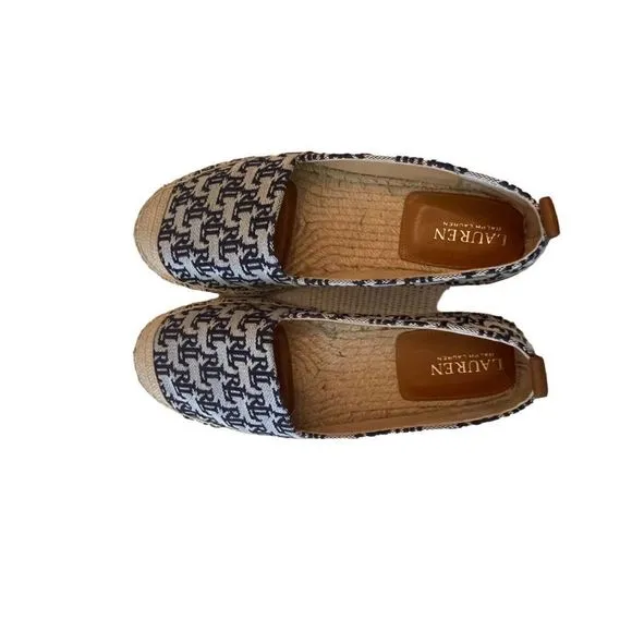 Ralph Lauren Womens Blue Logo Slip On Espadrilles Comfort Shoes Size 9.5