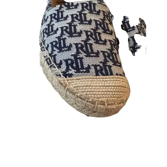 Ralph Lauren Womens Blue Logo Slip On Espadrilles Comfort Shoes Size 9.5