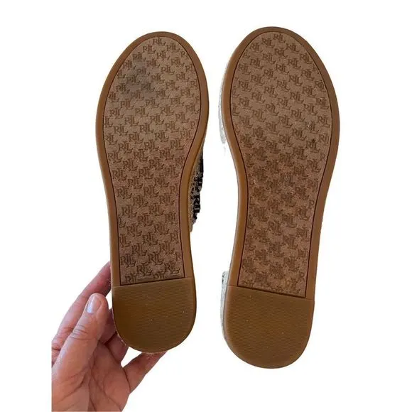 Ralph Lauren Womens Blue Logo Slip On Espadrilles Comfort Shoes Size 9.5
