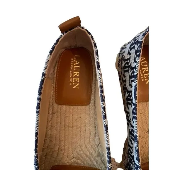 Ralph Lauren Womens Blue Logo Slip On Espadrilles Comfort Shoes Size 9.5