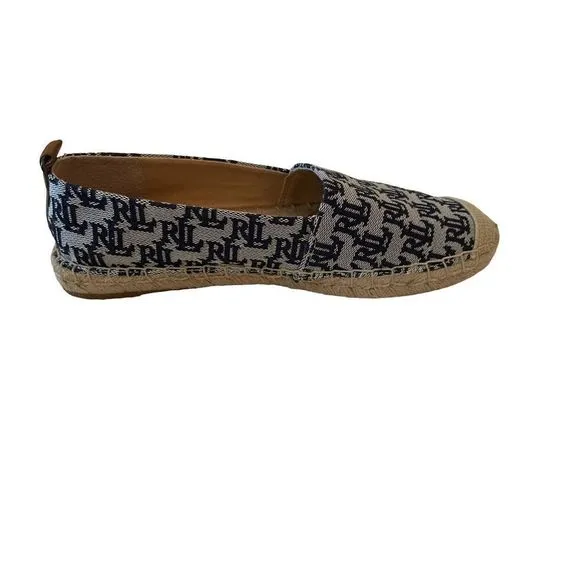 Ralph Lauren Womens Blue Logo Slip On Espadrilles Comfort Shoes Size 9.5