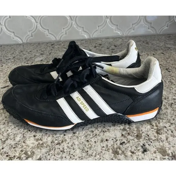 RARE Retro Black Leather Adidas Adi Speed Shoes- Men’s Size 10.5