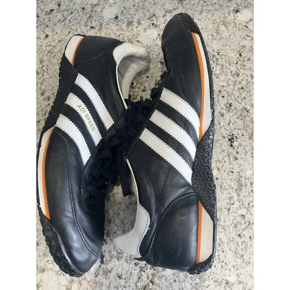 RARE Retro Black Leather Adidas Adi Speed Shoes- Men’s Size 10.5