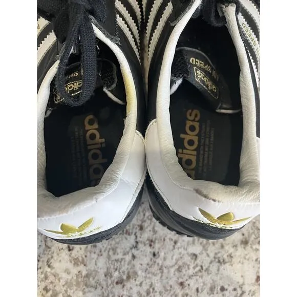RARE Retro Black Leather Adidas Adi Speed Shoes- Men’s Size 10.5