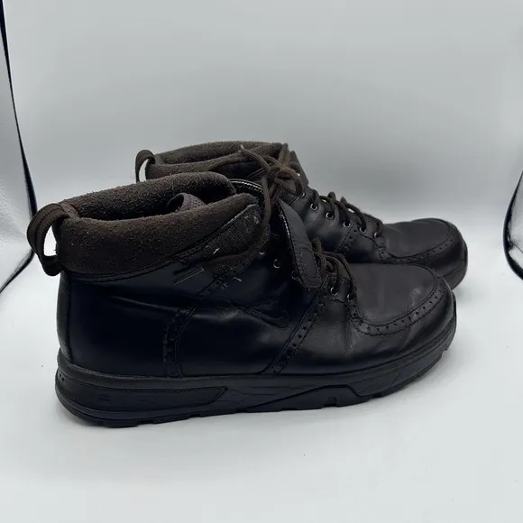 RARE Y2K 2005 Nike Air Approach Boots Brown Leather Sneakers 311916-221 Sz 10.5