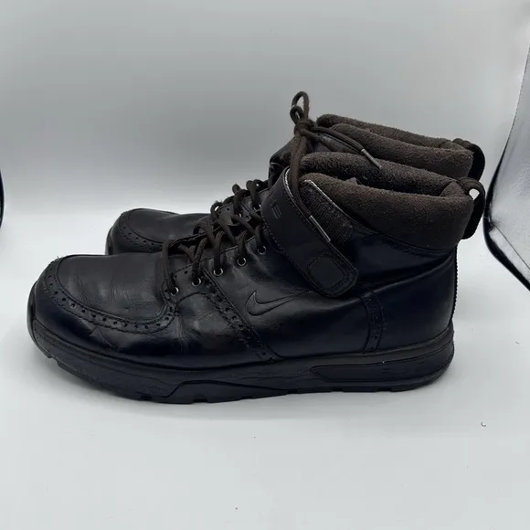 RARE Y2K 2005 Nike Air Approach Boots Brown Leather Sneakers 311916-221 Sz 10.5