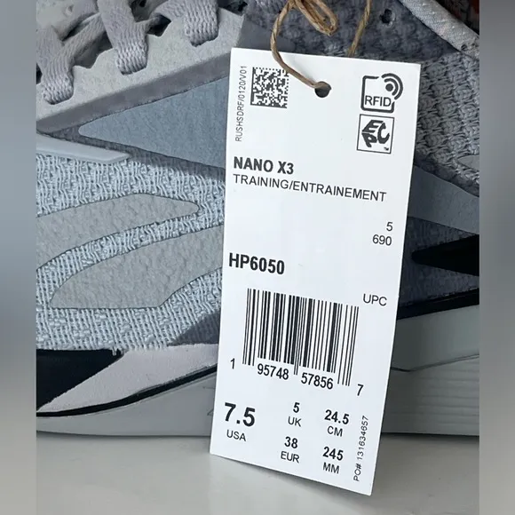 Rebook nano X3 cross trainer sneakers grey 7.5 NWT