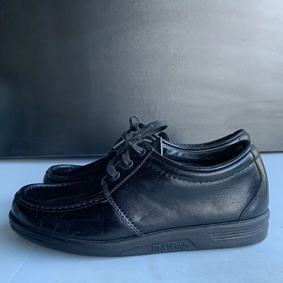 Red Wing VTG Shoes Steel Toe Oxford 6604 Black‎ 90s Workwear Men's Size 9.5