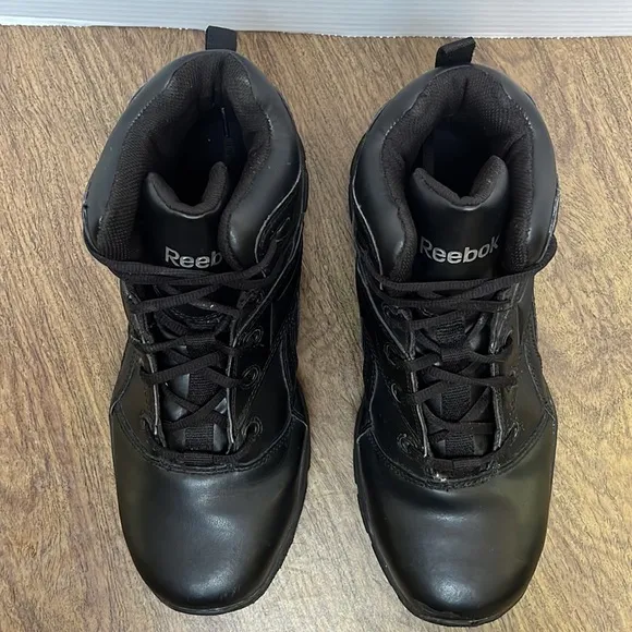 Reebok Men’s Leather Hi Top Black Boots Size 12W