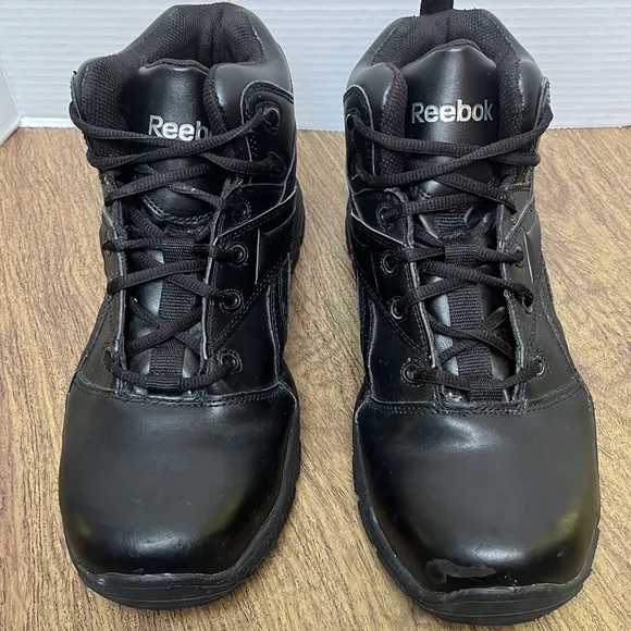 Reebok Men’s Leather Hi Top Black Boots Size 12W