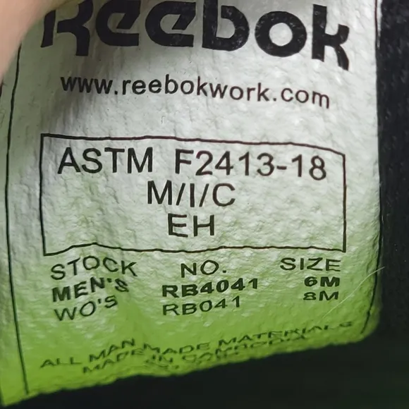 Reebok Microweb Sublite Steel Toe ASTM F2413-18 Shoes Men's - Size 6 Wmns 8