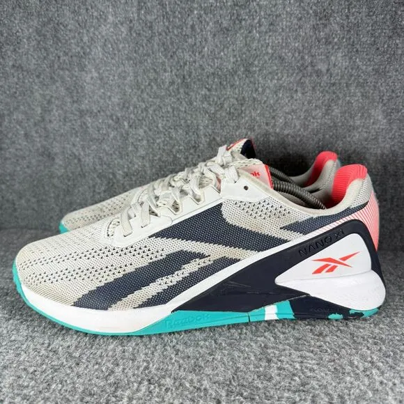 Reebok Nano X1 Mens 11.5 Shoes White Blue Cross Training Crossfit Gym Lifting
