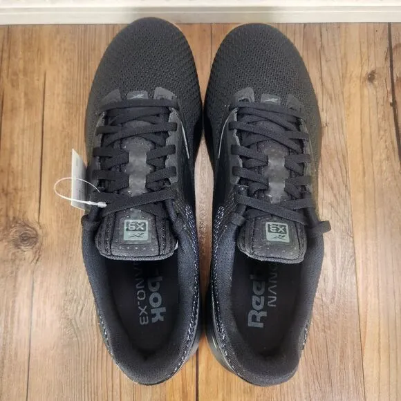 Reebok Nano X3 Mens Sz 10.5 Black Gum Sole Gym Training Sneakers Shoes 100062512