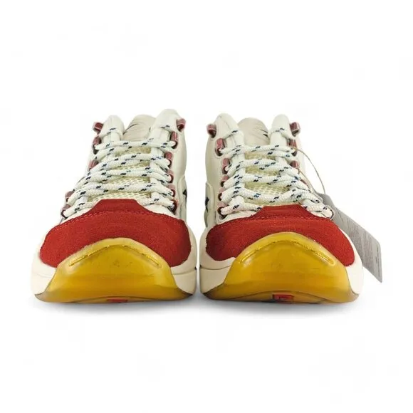 Reebok Question Mid Vintage White Red Toe Men's Shoes Sneakers IG2653