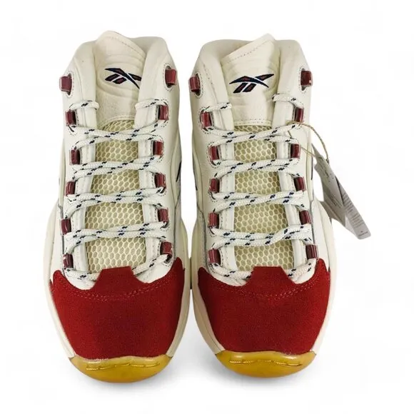 Reebok Question Mid Vintage White Red Toe Men's Shoes Sneakers IG2653