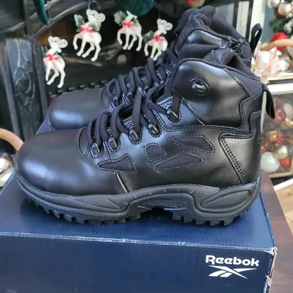 Reebok Rapid Response RB864 Safety Toe 6” Leather Stealth Boot w/ Side Zipper