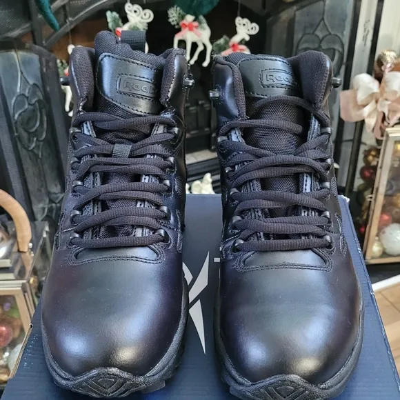 Reebok Rapid Response RB864 Safety Toe 6” Leather Stealth Boot w/ Side Zipper