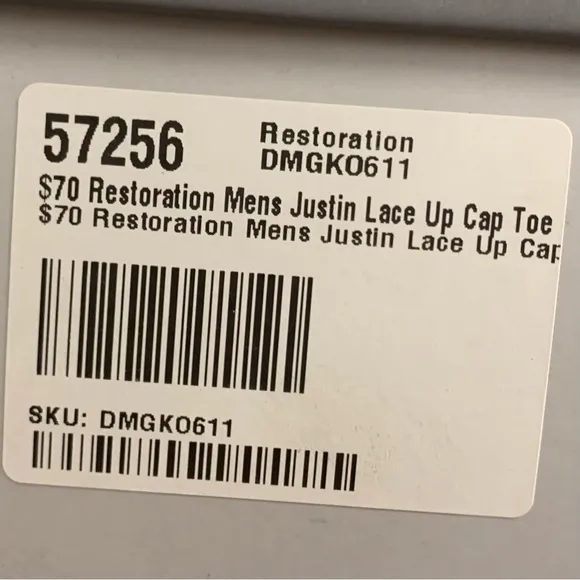 Restoration Men’s Justin Lace Up Cap Toe Oxford Shoes