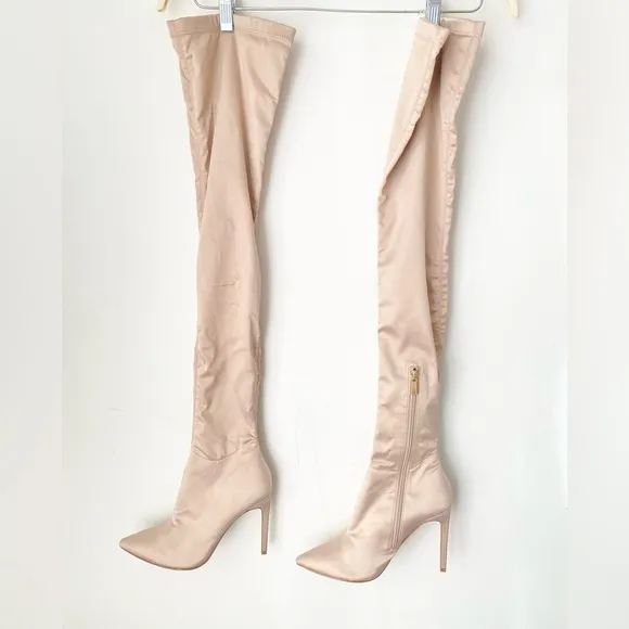 Revolve Boots Women’s 7 Raye Over the Knee OTK Sock Boot Champagne