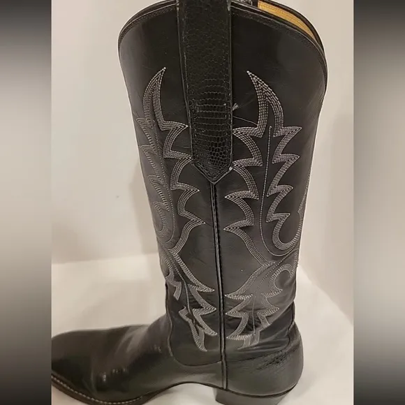 Rios of Mercedes Black Leather Cowboy Boots