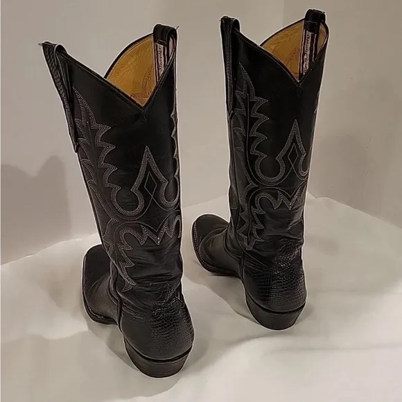 Rios of Mercedes Black Leather Cowboy Boots