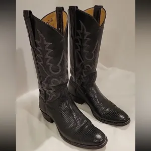 Rios of Mercedes Black Leather Cowboy Boots