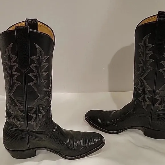 Rios of Mercedes Black Leather Cowboy Boots