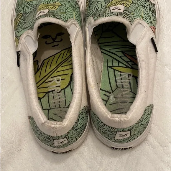 Ripndip Leaf Print Cat Face Slip-On Shoes