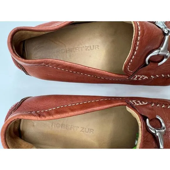 Robert Zur Mens size 11.5 Brown Leather Driver Loafers &amp; Slip Ons Moccasin Shoes