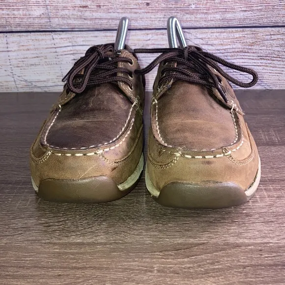 ROCKPORT WORKS RK6736 Sailing Club Steel Toe Boat Shoes, Brown M8.5 W10.5