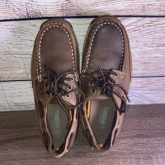 ROCKPORT WORKS RK6736 Sailing Club Steel Toe Boat Shoes, Brown M8.5 W10.5