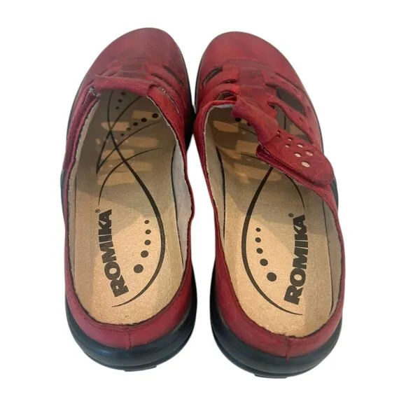 Romika Ibiza 66 Red Leather Slip-On Sandals Size: 37 / 6.5 NWOB