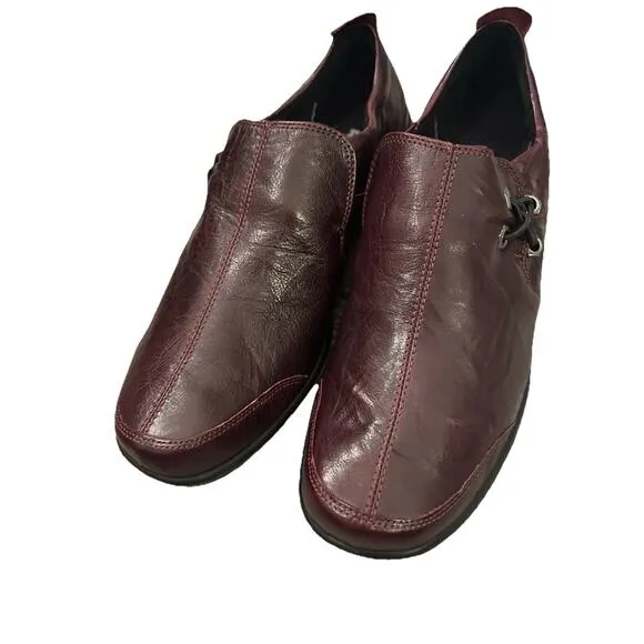 Romika Shoes Womens Size 37 6.5 -7 Brown Black Leather Slip On Comfort Loafer