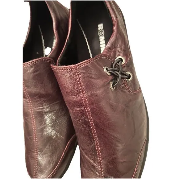 Romika Shoes Womens Size 37 6.5 -7 Brown Black Leather Slip On Comfort Loafer