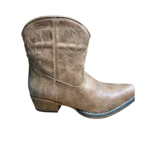 Roper Womens Tan Faux Leather Shay 7In Cowboy Boots Women’s Western 7.5M