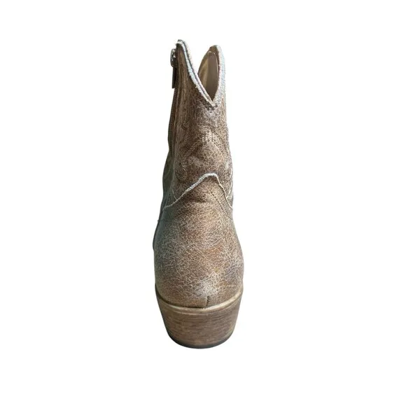 Roper Womens Tan Faux Leather Shay 7In Cowboy Boots Women’s Western 7.5M