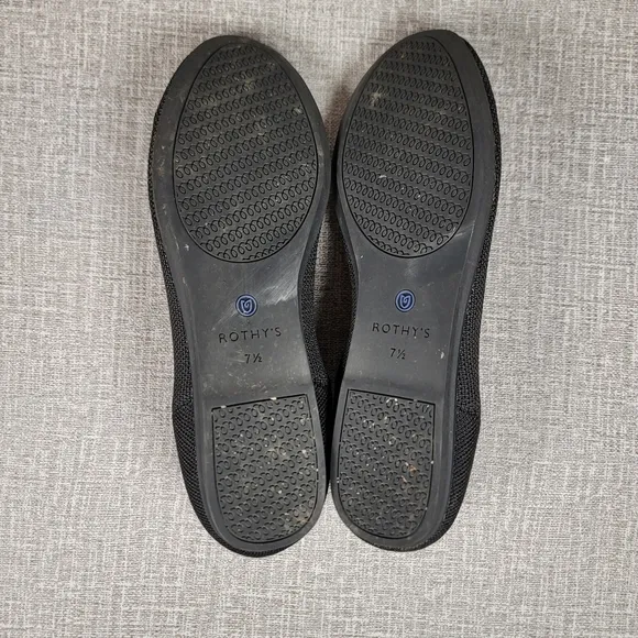 Rothy's Black Flats Round Toe Slip On Shoes Women's Size 7.5 Loafers