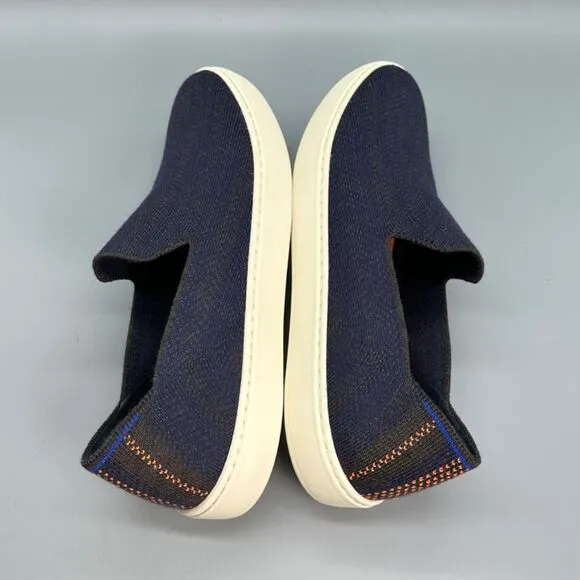 Rothy's Herringbone Womens 10.5 Navy Blue Merino Wool Slip-On Casual Sneakers