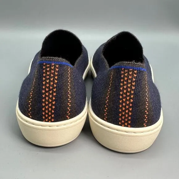 Rothy's Herringbone Womens 10.5 Navy Blue Merino Wool Slip-On Casual Sneakers