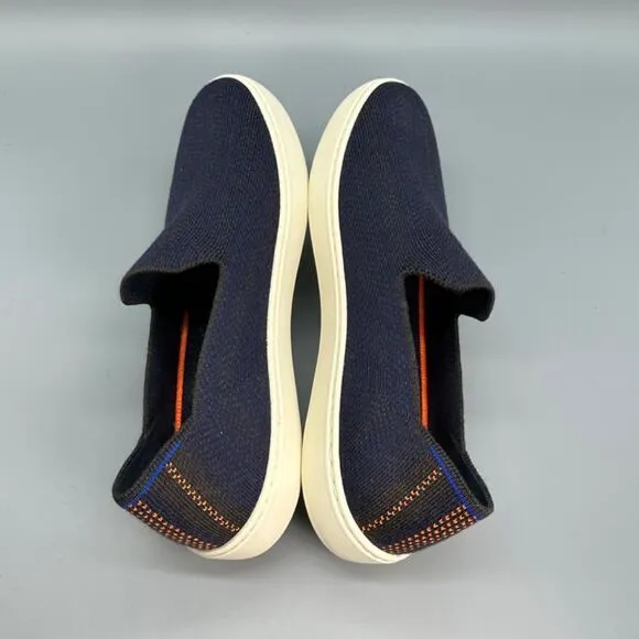 Rothy's Herringbone Womens 10.5 Navy Blue Merino Wool Slip-On Casual Sneakers