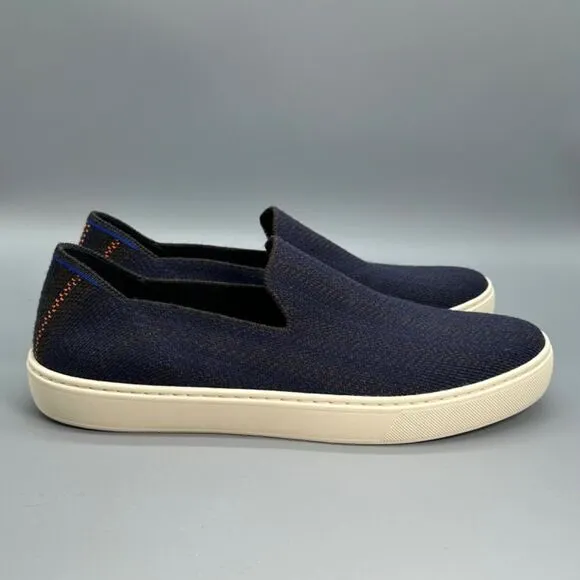 Rothy's Herringbone Womens 10.5 Navy Blue Merino Wool Slip-On Casual Sneakers