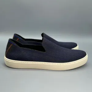 Rothy's Herringbone Womens 10.5 Navy Blue Merino Wool Slip-On Casual Sneakers