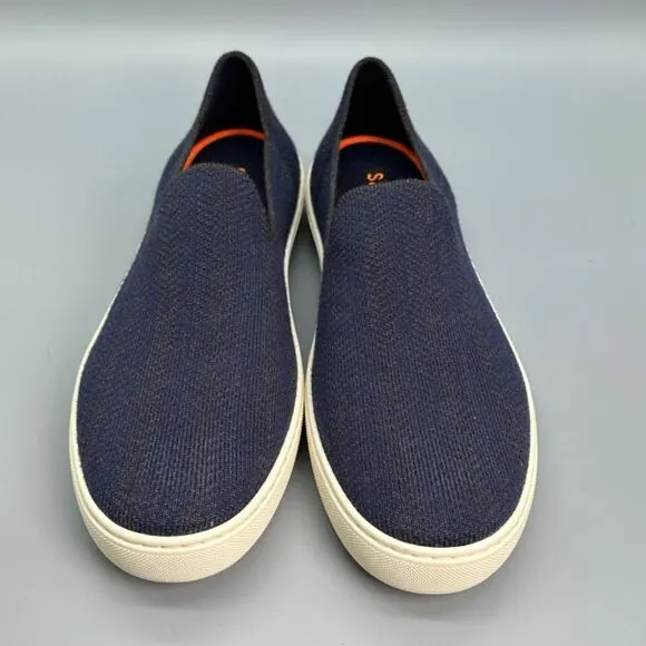 Rothy's Herringbone Womens 10.5 Navy Blue Merino Wool Slip-On Casual Sneakers
