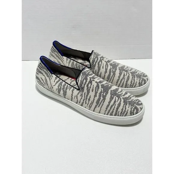 Rothy’s Maritime Tiger Sneaker Stripe Slip On Retired Shoes White Gray 11.5