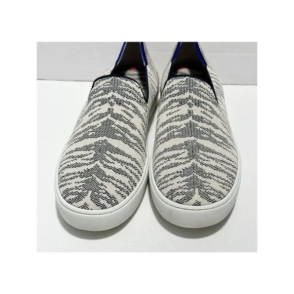 Rothy’s Maritime Tiger Sneaker Stripe Slip On Retired Shoes White Gray 11.5
