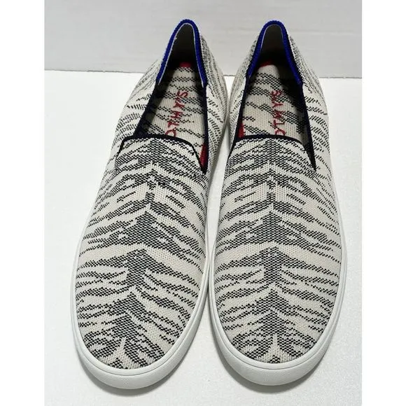 Rothy’s Maritime Tiger Sneaker Stripe Slip On Retired Shoes White Gray 11.5