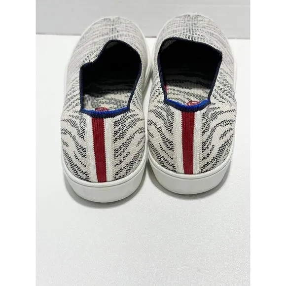 Rothy’s Maritime Tiger Sneaker Stripe Slip On Retired Shoes White Gray 11.5