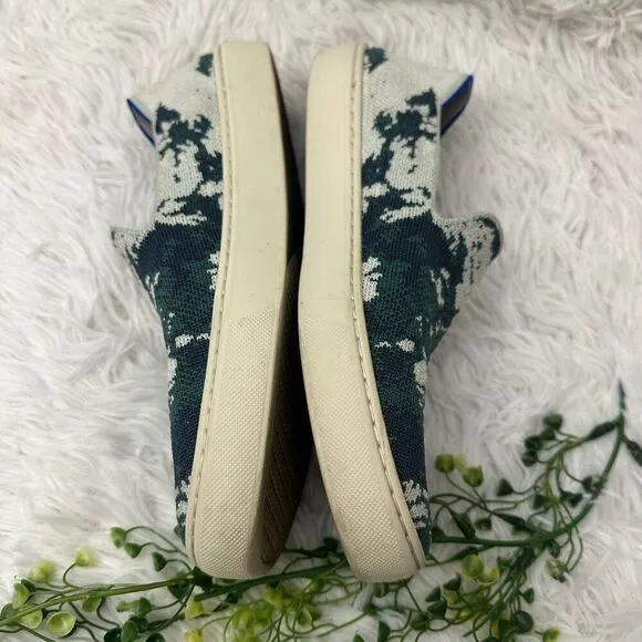 Rothys Sea Green Shibori Sneakers Shoes Rare Womens size 8 Comfy Sustainable