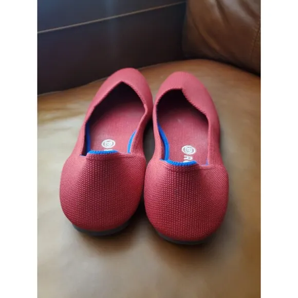 Rothy's The Flat Ballet Red Knit Classic Casual Shoes Women’s US 11 EU 41.5 EUC